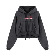  Black Washed Women Club Crop Hoodie