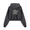 Black Washed Women Club Crop Hoodie